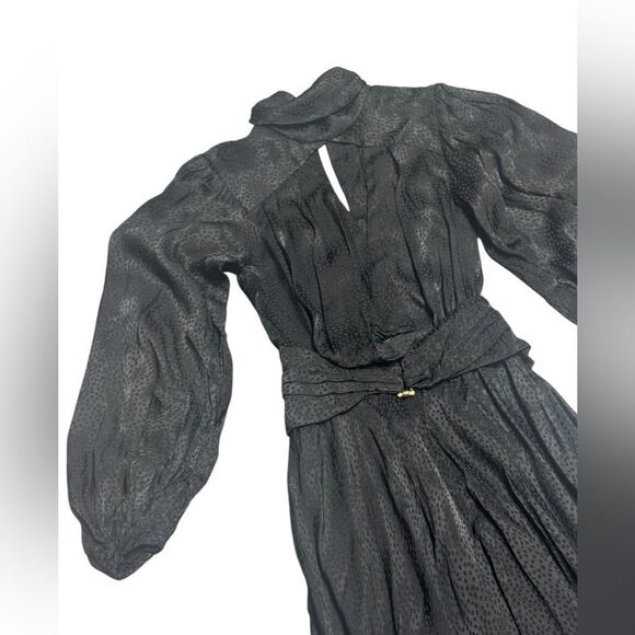 🔥ACLER luxury brand black Kerrison Draped Jersey long sleeve Maxi Dress size 2 - Picture 6 of 13